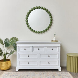 Melody Maison Large Round Olive Green Bobble Bobbin Wall Mirror 80Cm X 80Cm - thumbnail 6