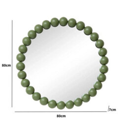 Melody Maison Large Round Olive Green Bobble Bobbin Wall Mirror 80Cm X 80Cm - thumbnail 9