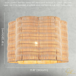 Happy Homewares Classic Scallop Edged Natural Rattan Wicker Pendant Lighting Shade - thumbnail 7