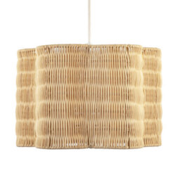 Happy Homewares Classic Scallop Edged Natural Rattan Wicker Pendant Lighting Shade - thumbnail 4