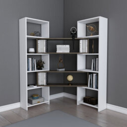 Decorotika 5-Tier Poyraz Bookcase Bookshelf Shelving Unit Display Unit - White And Walnut Pattern - thumbnail 5