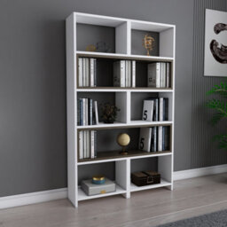 Decorotika 5-Tier Poyraz Bookcase Bookshelf Shelving Unit Display Unit - White And Walnut Pattern - thumbnail 6