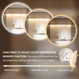 Lumora 600mm Round Backlit Led Bathroom Mirror Tri Colour Dimmable Touch Sensor Demister Mains Powered - thumbnail 5
