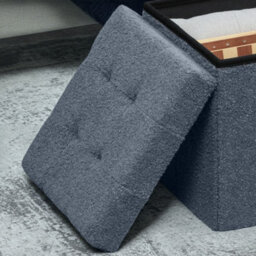 Homcom Foldable Sherpa Fleece Storage Ottoman, 38 X 38 X 38 Cm, Blue - thumbnail 9