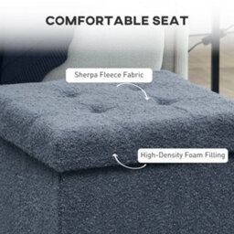 Homcom Foldable Sherpa Fleece Storage Ottoman, 38 X 38 X 38 Cm, Blue - thumbnail 5