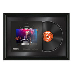 "AK Frames 25X17"" Black Swept Vinyl Record Frame With Black Mount For 12 Inch Lp Cover & Disc - Overlapped Design" - thumbnail 1