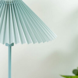 Valuelights Akira Blue Metal Table Lamp With Pleated Lampshade - thumbnail 2