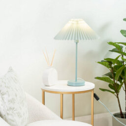 Valuelights Akira Blue Metal Table Lamp With Pleated Lampshade - thumbnail 5