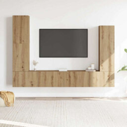 Berkfield 4 Piece Tv Cabinet Set Wall-Mounted Artisan Oak Engineered Wood - thumbnail 3