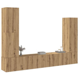 Berkfield 4 Piece Tv Cabinet Set Wall-Mounted Artisan Oak Engineered Wood - thumbnail 1