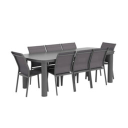 Sweeek - Aluminium Garden Table 225Cm + 8 Chairs Anthracite - Zaro / Buffalo - thumbnail 2