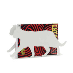 Balvi White Metal Feline Cat Shaped Newspaper & Magazine Rack - thumbnail 1