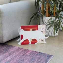 Balvi White Metal Feline Cat Shaped Newspaper & Magazine Rack - thumbnail 4