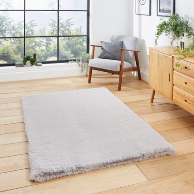 Silver Shaggy Modern Plain Easy To Clean Rug For Living Room And Bedroom-60Cm X 120Cm - image 1