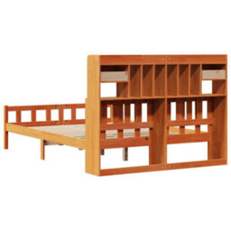Berkfield Bookcase Bed Without Mattress Wax Brown 150X200 Cm King Size Solid Wood Pine - thumbnail 6