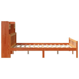 Berkfield Bookcase Bed Without Mattress Wax Brown 150X200 Cm King Size Solid Wood Pine - thumbnail 5