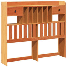 Berkfield Bookcase Bed Without Mattress Wax Brown 150X200 Cm King Size Solid Wood Pine - thumbnail 7