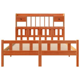 Berkfield Bookcase Bed Without Mattress Wax Brown 150X200 Cm King Size Solid Wood Pine - thumbnail 4