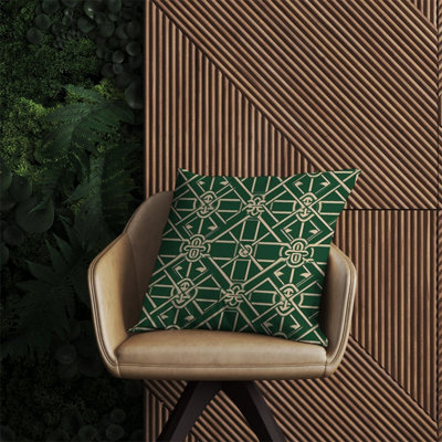 Warren Reed Designer Green Lattice Design Outdoor Cushion 60Cm X 60Cm