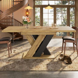 Abrihome Extendable Dining Table Telescopic Table , Kitchen Table For Kitchen, Wood-Colored Dining Table With X-Shaped Legs - thumbnail 2