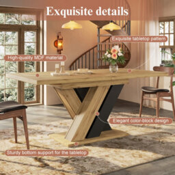 Abrihome Extendable Dining Table Telescopic Table , Kitchen Table For Kitchen, Wood-Colored Dining Table With X-Shaped Legs - thumbnail 5