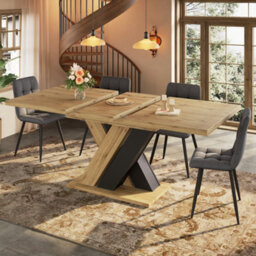 Abrihome Extendable Dining Table Telescopic Table , Kitchen Table For Kitchen, Wood-Colored Dining Table With X-Shaped Legs - thumbnail 3