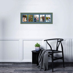 AK Frames 26X8 Green Classic Multi Photo Frame With Pompadour Mount - Holds 5 Apertures (5X) 6X4 Photos - thumbnail 3