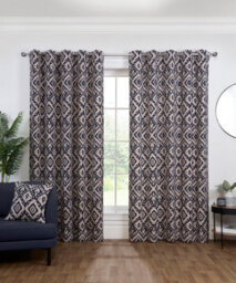 Sundour Marrakech - Fully Lined Floral Curtains - Eyelet - Polycotton (Navy, 46'' X 54'' - 117Cm X 137Cm (Pair))