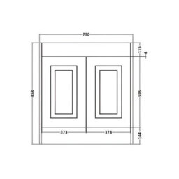 Clifton Traditional Bathroom Floor Standing 2 Door Vanity Unit And Ceramic Basin 800mm - White - (Aberdeen) Brassware Not Included - thumbnail 2