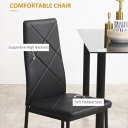 Homcom Dining Table Set For 4, Kitchen Table And Chairs W/ Padded Seat Black - thumbnail 5