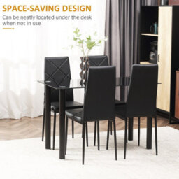Homcom Dining Table Set For 4, Kitchen Table And Chairs W/ Padded Seat Black - thumbnail 6