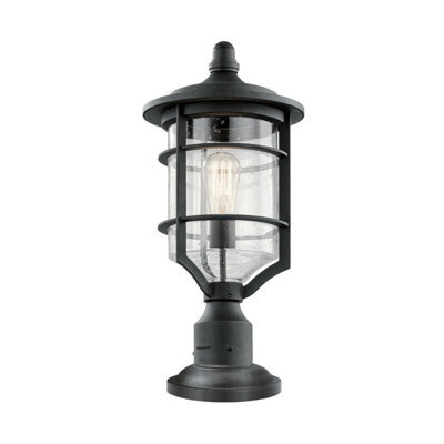 Stylish Outdoor Ip44 Distressed Black Led Wall And Ground Pedestal Light - image 1