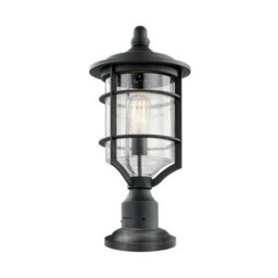 Stylish Outdoor Ip44 Distressed Black Led Wall And Ground Pedestal Light - thumbnail 1