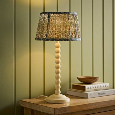 Valuelights Bobbin Floral Printed Pleated Shade Cream Bobble Table Lamp - image 1