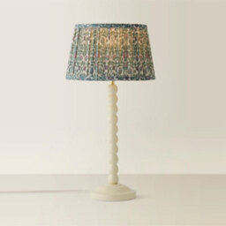 Valuelights Bobbin Floral Printed Pleated Shade Cream Bobble Table Lamp - thumbnail 3