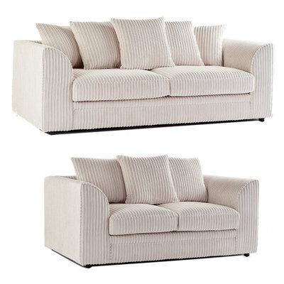 Jumbo Cord Sofa Cream 3+2 Set