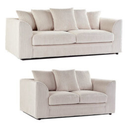 Jumbo Cord Sofa Cream 3+2  Set