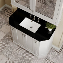 Hudson Reed Floor Standing 4 Door Angled Vanity Unit With 3 Tap Hole Black Marble Top & Basin, Timeless Sand, 1036 X 470 mm - thumbnail 3
