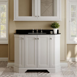 Hudson Reed Floor Standing 4 Door Angled Vanity Unit With 3 Tap Hole Black Marble Top & Basin, Timeless Sand, 1036 X 470 mm - thumbnail 2