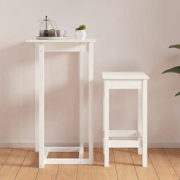 Berkfield Bar Table White 60X60X110 Cm Solid Wood Pine - thumbnail 4