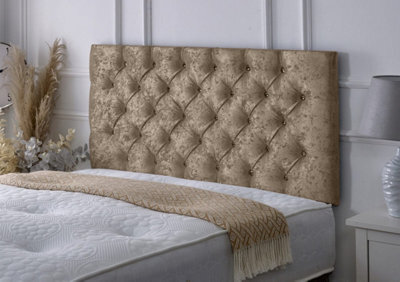 "Adore Designs Chesterfield Crushed Velvet 5Ft Kingsize 24"" Headboard -  Champagne"