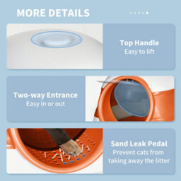 Pawhut Foldable Cat Litter Tray Hooded Cat Litter Box W/ High Side, Orange - thumbnail 8