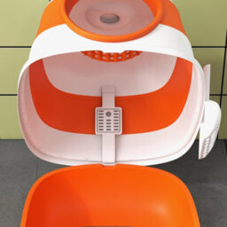 Pawhut Foldable Cat Litter Tray Hooded Cat Litter Box W/ High Side, Orange - thumbnail 9