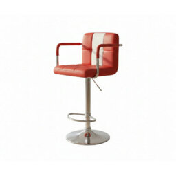 Pair Of Tarina Retro Style Kitchen Breakfast Bar Stool American Diner Style Red Padded Seat Height Adjustable - thumbnail 1