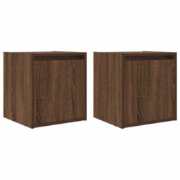 Berkfield Wall-Mounted Bedside Cabinets 2 Pcs Brown Oak 38X34X40 Cm - thumbnail 2