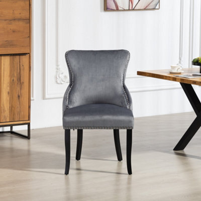Palata Velvet Fabric Dining Chairs - Set Of 2 - Grey - image 1