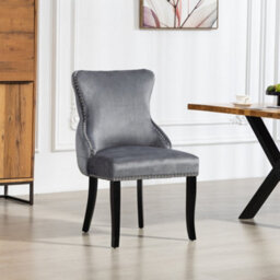 Palata Velvet Fabric Dining Chairs - Set Of 2 - Grey - thumbnail 2