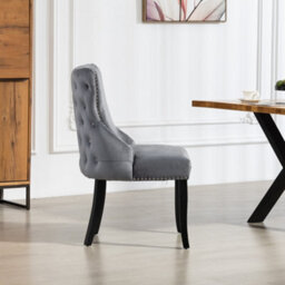 Palata Velvet Fabric Dining Chairs - Set Of 2 - Grey - thumbnail 3