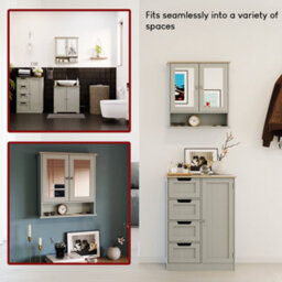 Lassic Bath Vida Priano Light Grey 2 Door Mirrored Bathroom Wall Cabinet With Shelf - thumbnail 7