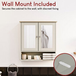 Lassic Bath Vida Priano Light Grey 2 Door Mirrored Bathroom Wall Cabinet With Shelf - thumbnail 8